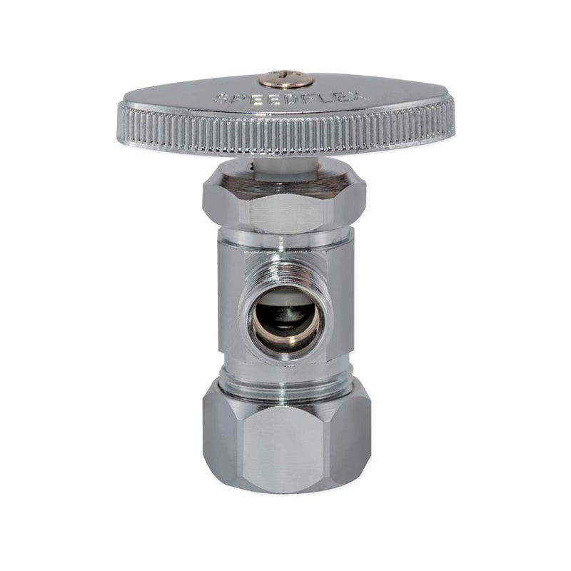 Eastman Multi-Turn Angle Stop Valve with Nut and Sleeve, 3/8 Inch OD x 5/8 Inch OD, Chrome Plate, 48290LF - Image 2
